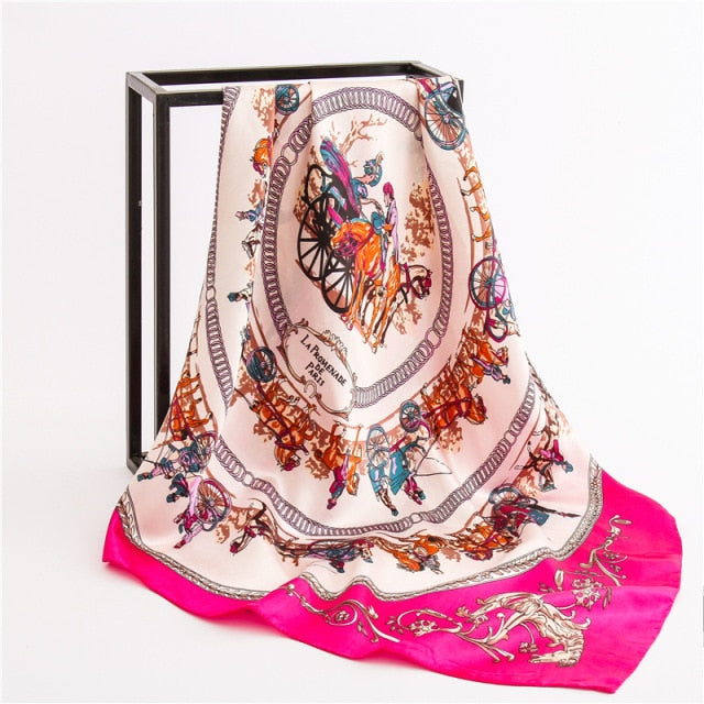 90x90cm luxury brand silk square scarf for women hair tie band bandana pashmina female foulard muslim hijab stores 2021 NEW daiiibabyyy