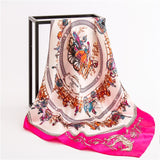 90x90cm luxury brand silk square scarf for women hair tie band bandana pashmina female foulard muslim hijab stores 2021 NEW daiiibabyyy