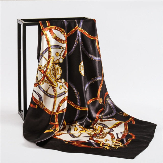 90x90cm luxury brand silk square scarf for women hair tie band bandana pashmina female foulard muslim hijab stores 2021 NEW daiiibabyyy
