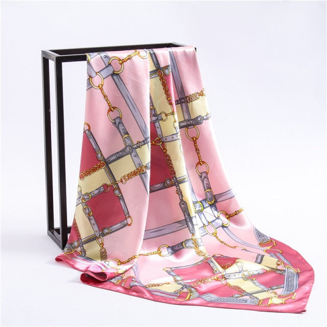 90x90cm luxury brand silk square scarf for women hair tie band bandana pashmina female foulard muslim hijab stores 2021 NEW daiiibabyyy