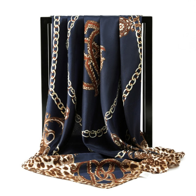 90x90cm luxury brand silk square scarf for women hair tie band bandana pashmina female foulard muslim hijab stores 2021 NEW daiiibabyyy