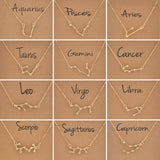 Cardboard Star Zodiac Sign 12 Constellation Necklaces Crystal Charm Gold Chain Choker Necklaces for Women Birthday Jewelry Gift daiiibabyyy