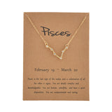 Cardboard Star Zodiac Sign 12 Constellation Necklaces Crystal Charm Gold Chain Choker Necklaces for Women Birthday Jewelry Gift daiiibabyyy