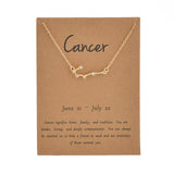 Cardboard Star Zodiac Sign 12 Constellation Necklaces Crystal Charm Gold Chain Choker Necklaces for Women Birthday Jewelry Gift daiiibabyyy