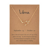Cardboard Star Zodiac Sign 12 Constellation Necklaces Crystal Charm Gold Chain Choker Necklaces for Women Birthday Jewelry Gift daiiibabyyy