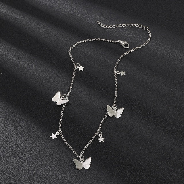 Bohemian Cute Butterfly Choker Necklace For Women Gold Silver Color Clavicle Chain  Fashion Female Chic Chocker Jewelry daiiibabyyy
