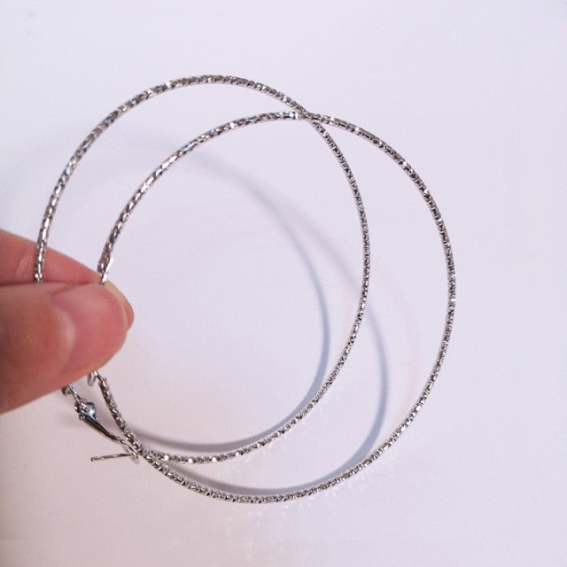 BLIJERY New Fashion Big Hoop Earrings Basketball Brincos Shiny Starry Large Circle Earrings for Women Jewelry Boucles d'oreill daiiibabyyy