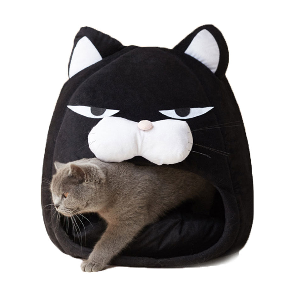 Cartoon Cat Bed House Winter Warm Fleece Washable Soft Dog Nest Cat Cave Tent For Sleeping Waterproof Pets Sleep Bags Supplies daiiibabyyy