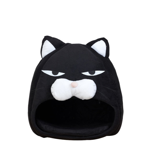 Cartoon Cat Bed House Winter Warm Fleece Washable Soft Dog Nest Cat Cave Tent For Sleeping Waterproof Pets Sleep Bags Supplies daiiibabyyy
