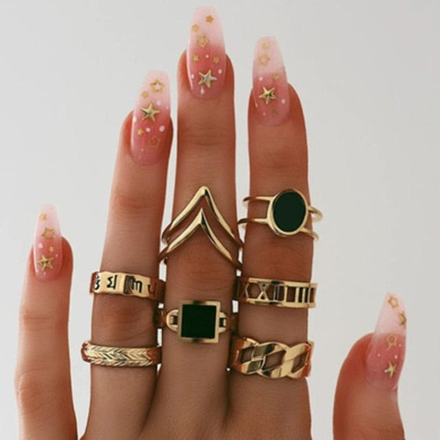 Bohemia Simple Design Geometric Finger Ring Sets For Women Snake Eye Stone Knuckle Rings Girls Fashion Jewelry daiiibabyyy