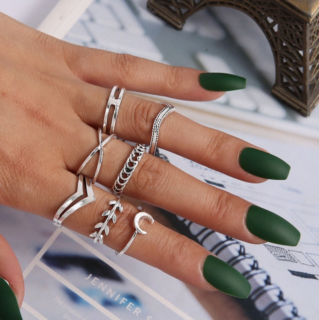 Bohemia Simple Design Geometric Finger Ring Sets For Women Snake Eye Stone Knuckle Rings Girls Fashion Jewelry daiiibabyyy