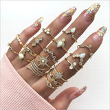Bohemia Simple Design Geometric Finger Ring Sets For Women Snake Eye Stone Knuckle Rings Girls Fashion Jewelry daiiibabyyy