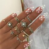 Bohemia Simple Design Geometric Finger Ring Sets For Women Snake Eye Stone Knuckle Rings Girls Fashion Jewelry daiiibabyyy