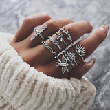 Bohemia Simple Design Geometric Finger Ring Sets For Women Snake Eye Stone Knuckle Rings Girls Fashion Jewelry daiiibabyyy