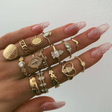 Bohemia Simple Design Geometric Finger Ring Sets For Women Snake Eye Stone Knuckle Rings Girls Fashion Jewelry daiiibabyyy