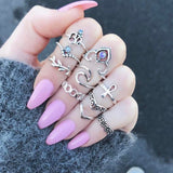 Bohemia Simple Design Geometric Finger Ring Sets For Women Snake Eye Stone Knuckle Rings Girls Fashion Jewelry daiiibabyyy