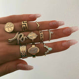 Bohemia Simple Design Geometric Finger Ring Sets For Women Snake Eye Stone Knuckle Rings Girls Fashion Jewelry daiiibabyyy