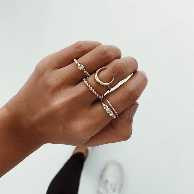 Bohemia Simple Design Geometric Finger Ring Sets For Women Snake Eye Stone Knuckle Rings Girls Fashion Jewelry daiiibabyyy