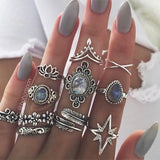 Bohemia Simple Design Geometric Finger Ring Sets For Women Snake Eye Stone Knuckle Rings Girls Fashion Jewelry daiiibabyyy