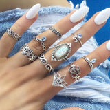 Bohemia Simple Design Geometric Finger Ring Sets For Women Snake Eye Stone Knuckle Rings Girls Fashion Jewelry daiiibabyyy