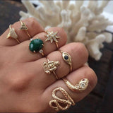 Bohemia Simple Design Geometric Finger Ring Sets For Women Snake Eye Stone Knuckle Rings Girls Fashion Jewelry daiiibabyyy