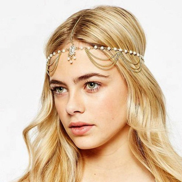 Boho Draping Crystal Bride Hair Accesories New Fashion Elegant  Head Chain Hair Jewelry Wedding Hairstyles Headpiece daiiibabyyy