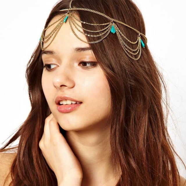 Boho Draping Crystal Bride Hair Accesories New Fashion Elegant  Head Chain Hair Jewelry Wedding Hairstyles Headpiece daiiibabyyy
