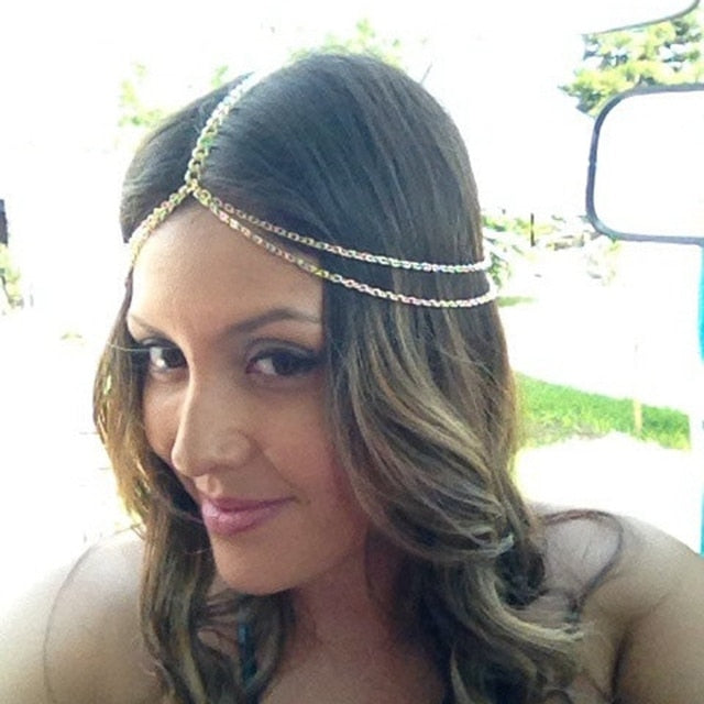 Boho Draping Crystal Bride Hair Accesories New Fashion Elegant  Head Chain Hair Jewelry Wedding Hairstyles Headpiece daiiibabyyy
