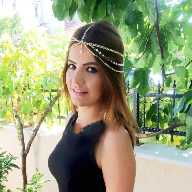 Boho Draping Crystal Bride Hair Accesories New Fashion Elegant  Head Chain Hair Jewelry Wedding Hairstyles Headpiece daiiibabyyy