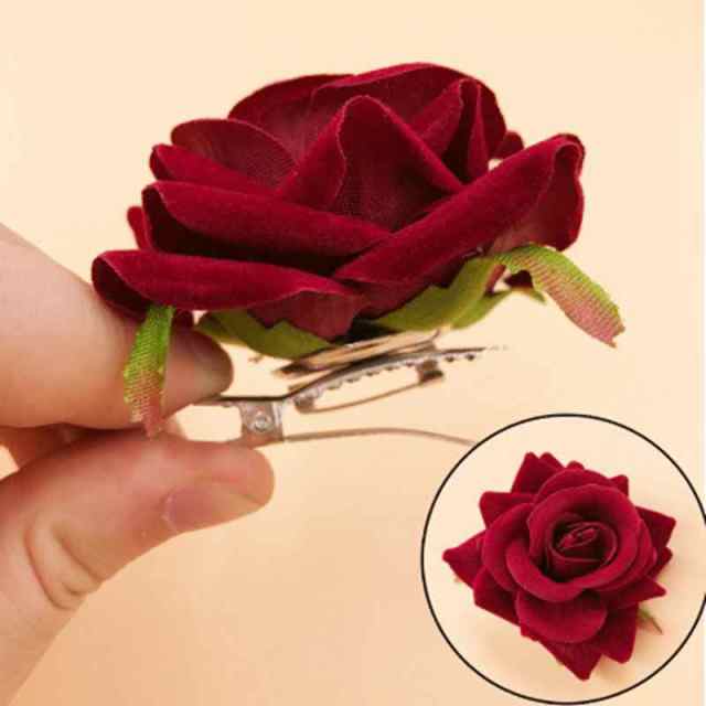 Bridal Headdress Hair Clip Flannel Rose Big Flower Hair Accessories Hair Clip Fabric Bridal Hair Accessories Hair Clip daiiibabyyy