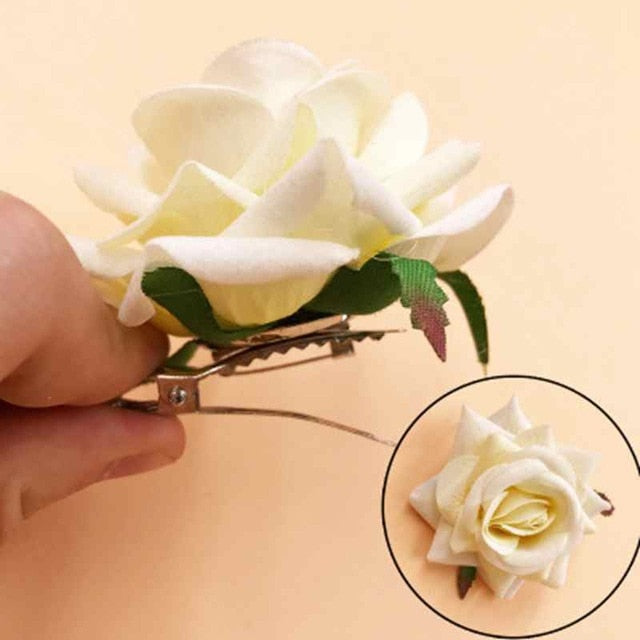 Bridal Headdress Hair Clip Flannel Rose Big Flower Hair Accessories Hair Clip Fabric Bridal Hair Accessories Hair Clip daiiibabyyy