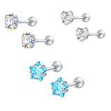 ZS 2020 CZ Stud Earings Set For Women 3 Pairs Stainless Steel Earrings Set Fashion Style Crystal Earrings Jewelry daiiibabyyy