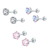 ZS 2020 CZ Stud Earings Set For Women 3 Pairs Stainless Steel Earrings Set Fashion Style Crystal Earrings Jewelry daiiibabyyy