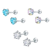 ZS 2020 CZ Stud Earings Set For Women 3 Pairs Stainless Steel Earrings Set Fashion Style Crystal Earrings Jewelry daiiibabyyy
