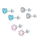 ZS 2020 CZ Stud Earings Set For Women 3 Pairs Stainless Steel Earrings Set Fashion Style Crystal Earrings Jewelry daiiibabyyy
