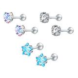 ZS 2020 CZ Stud Earings Set For Women 3 Pairs Stainless Steel Earrings Set Fashion Style Crystal Earrings Jewelry daiiibabyyy