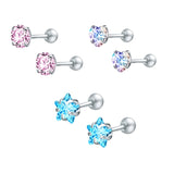 ZS 2020 CZ Stud Earings Set For Women 3 Pairs Stainless Steel Earrings Set Fashion Style Crystal Earrings Jewelry daiiibabyyy