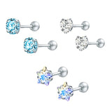 ZS 2020 CZ Stud Earings Set For Women 3 Pairs Stainless Steel Earrings Set Fashion Style Crystal Earrings Jewelry daiiibabyyy