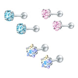 ZS 2020 CZ Stud Earings Set For Women 3 Pairs Stainless Steel Earrings Set Fashion Style Crystal Earrings Jewelry daiiibabyyy