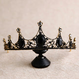 bride retro black crystal crown queen tiara brides wedding jewelry hair accessories daiiibabyyy