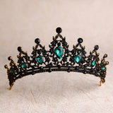 bride retro black crystal crown queen tiara brides wedding jewelry hair accessories daiiibabyyy