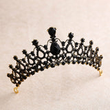 bride retro black crystal crown queen tiara brides wedding jewelry hair accessories daiiibabyyy
