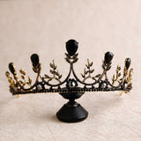 bride retro black crystal crown queen tiara brides wedding jewelry hair accessories daiiibabyyy