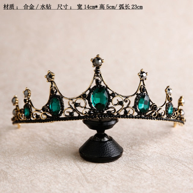 bride retro black crystal crown queen tiara brides wedding jewelry hair accessories daiiibabyyy