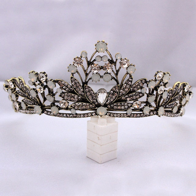 bride retro black crystal crown queen tiara brides wedding jewelry hair accessories daiiibabyyy