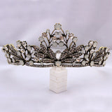 bride retro black crystal crown queen tiara brides wedding jewelry hair accessories daiiibabyyy