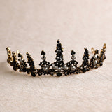 bride retro black crystal crown queen tiara brides wedding jewelry hair accessories daiiibabyyy
