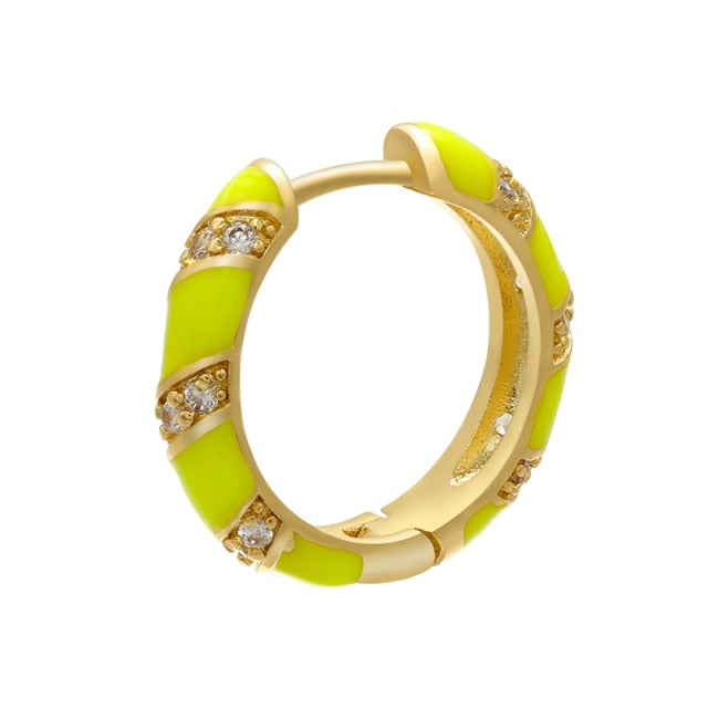 ZHUKOU 2020 NEW 1piece Round Enamel hoop earring CZ crystal fashion women earrings smaller/bigger earring hoops Jewelry VE270 daiiibabyyy