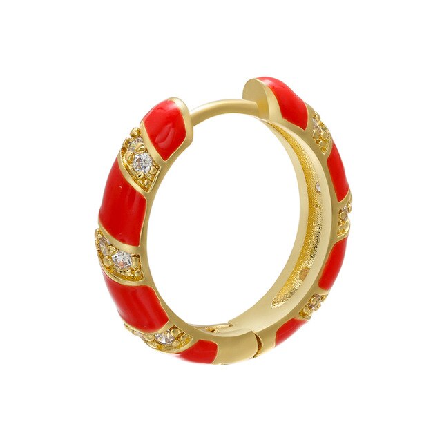 ZHUKOU 2020 NEW 1piece Round Enamel hoop earring CZ crystal fashion women earrings smaller/bigger earring hoops Jewelry VE270 daiiibabyyy