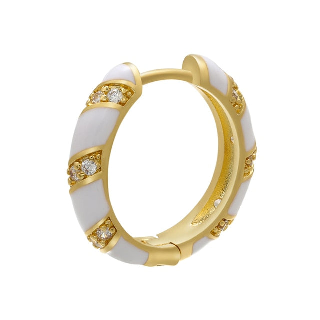 ZHUKOU 2020 NEW 1piece Round Enamel hoop earring CZ crystal fashion women earrings smaller/bigger earring hoops Jewelry VE270 daiiibabyyy